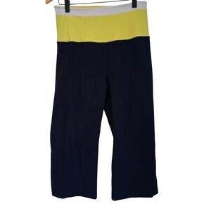 Lululemon‎ Align Crop Pants Navy Yellow White Waistband Athleisure Size S